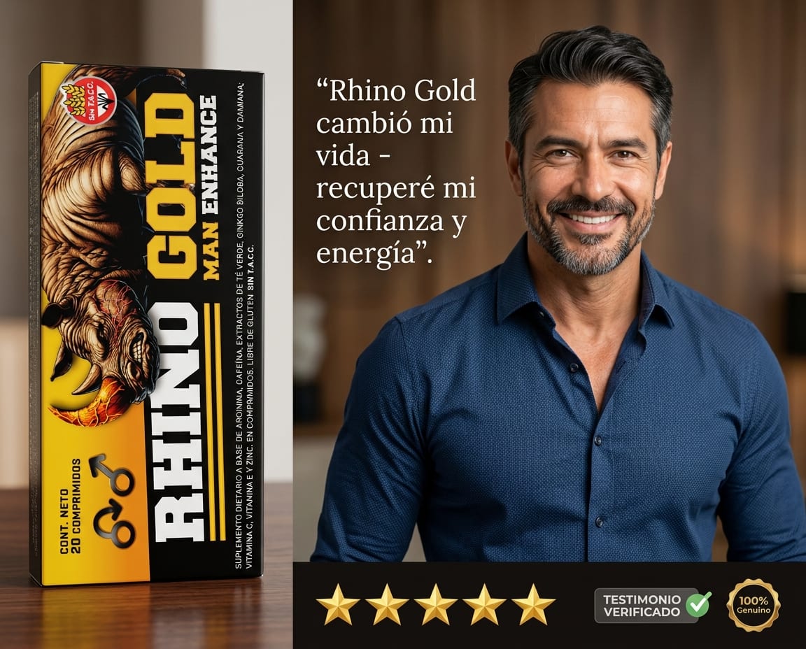Testimonio verificado de Rhino Gold — 'cambió mi vida, recuperé mi confianza y energía' con calificación 5 estrellas